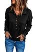 Button Front Turn-Down Neck Knit Top